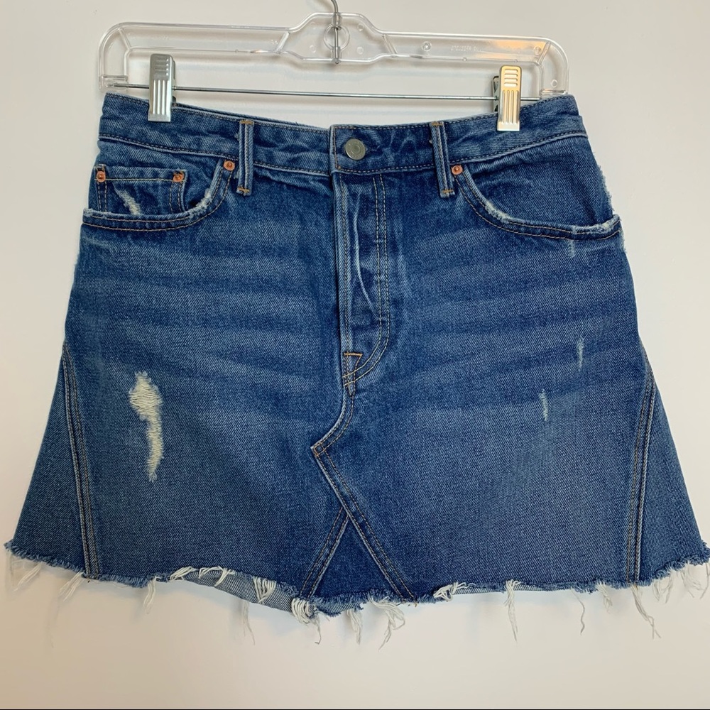 GRLFRND Eva A-Frame Gusset Denim Skirt